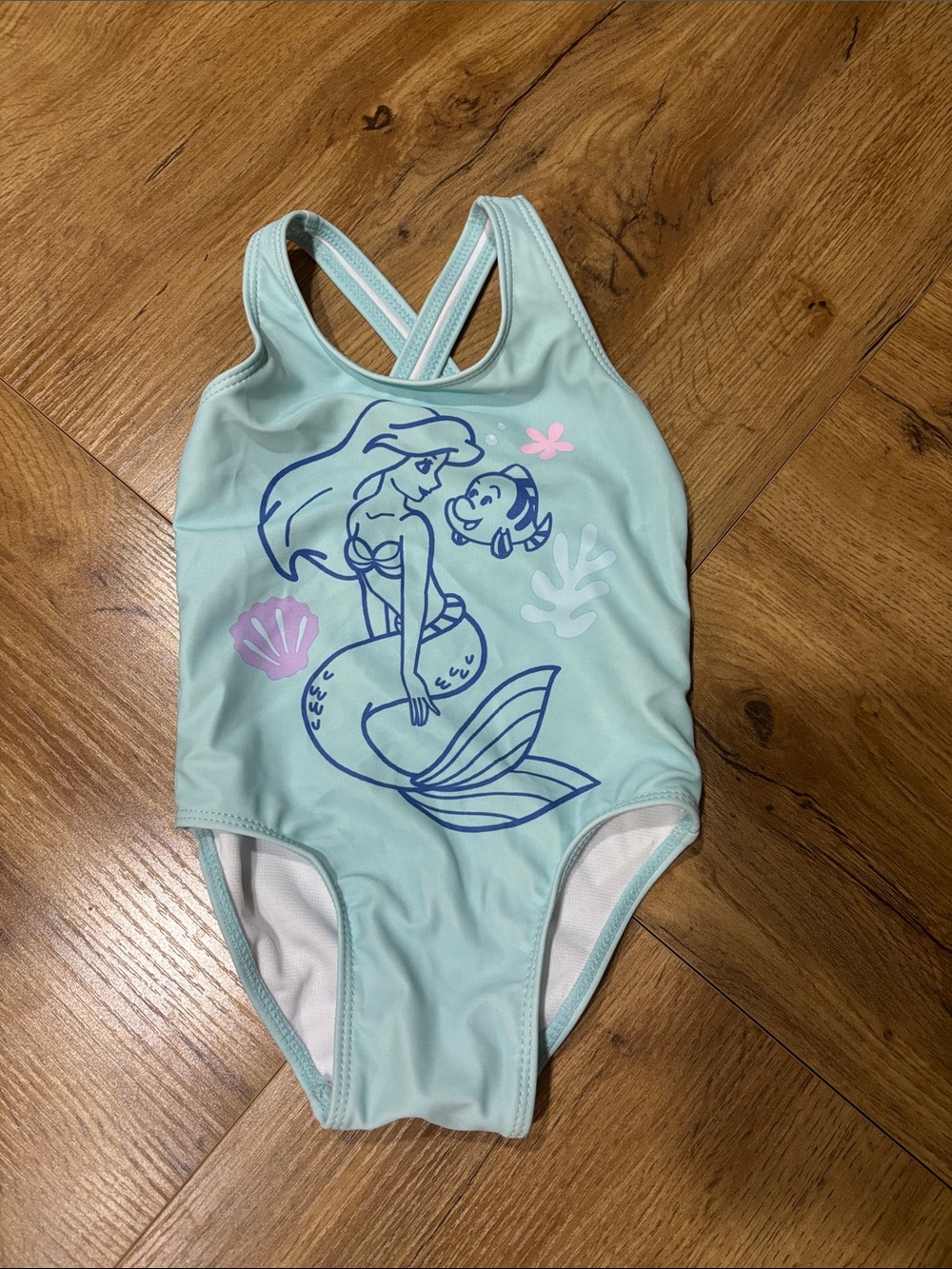 Little Mermaid Mint One-Piece Swimsuit with Flounder Graphic